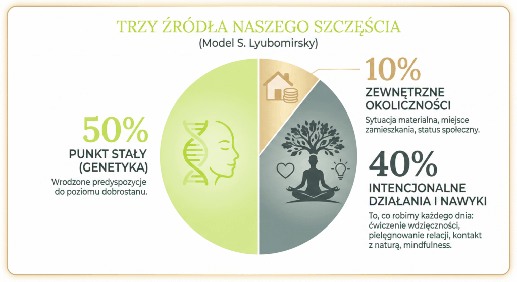 Wykres Psychologii pozytywnej - badania nad szczęściem Sonja Lyubomirsky